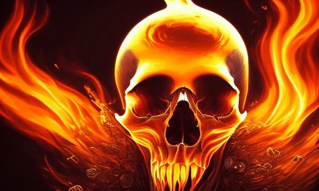 skull that is on fire