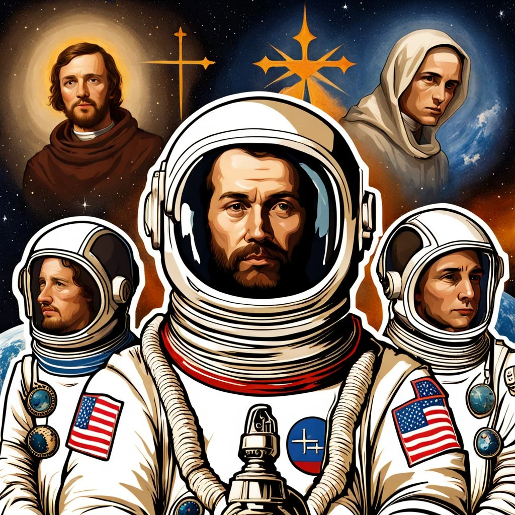 Astronauts as Catholic saints.