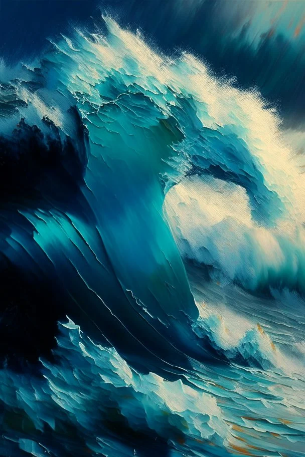 waves art painting rough