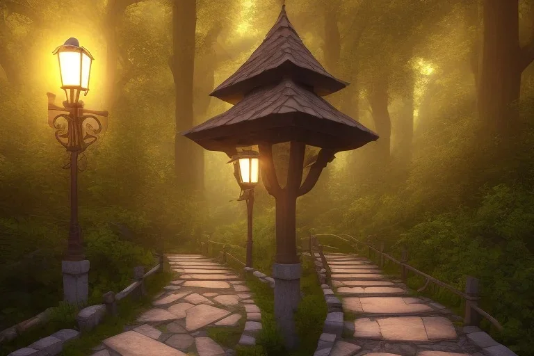 wooded stone lantern path