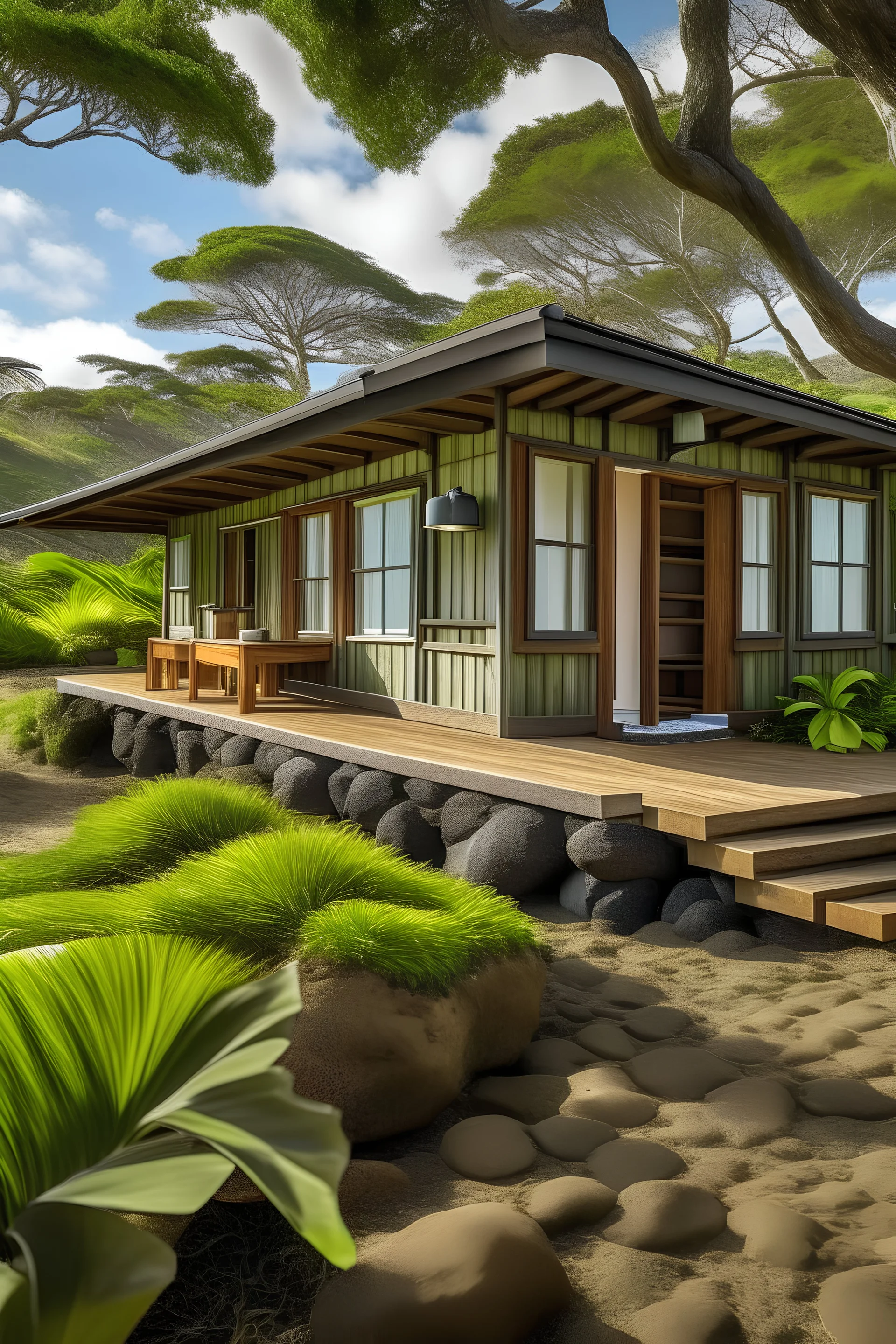 luxury eco resort hawaii outside view bungalow at the beach horizontal image