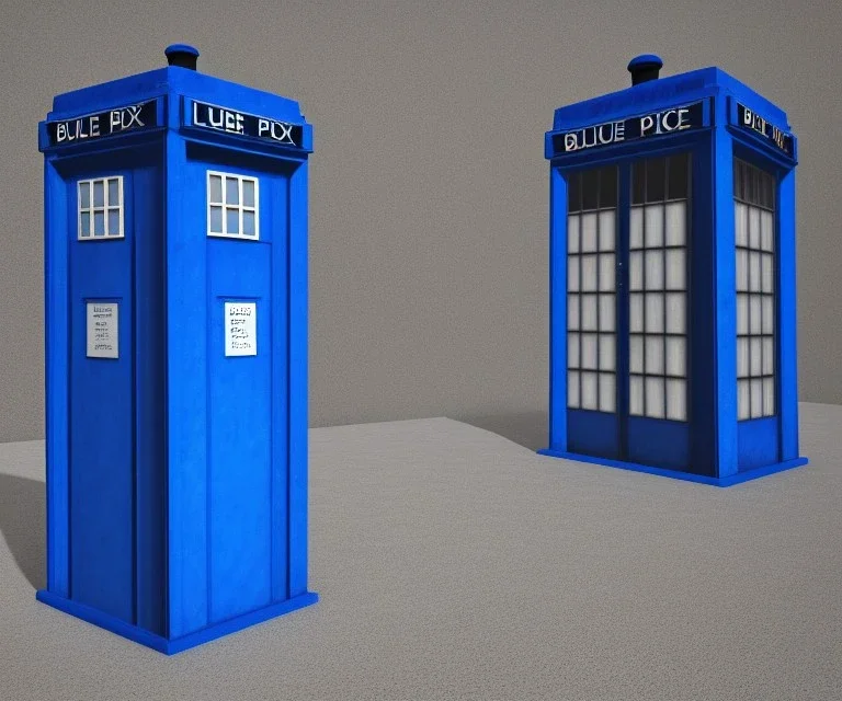 Blue police box, photo realistic