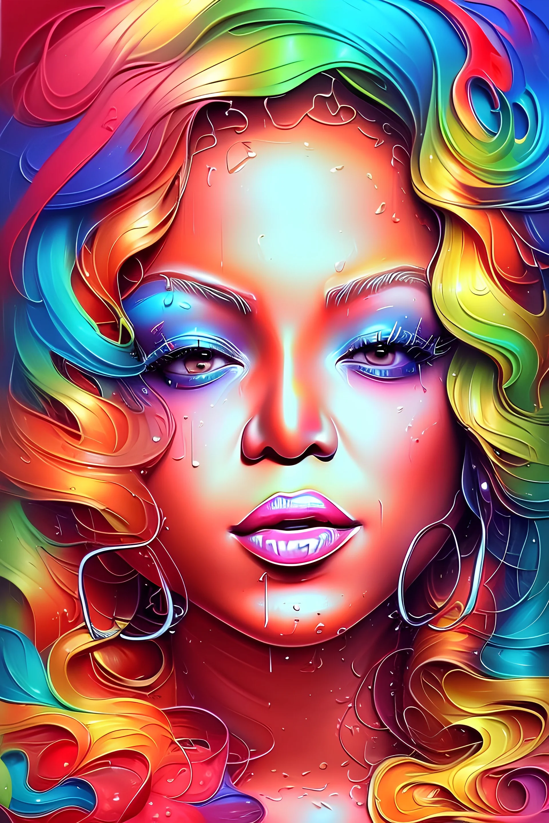 Beyonce, graffiti art, splash art, street art, spray paint, oil gouache melting, acrylic, high contrast, colorful polychromatic, ultra detailed, ultra quality, CGSociety, by Jasmine Becket-Griffith