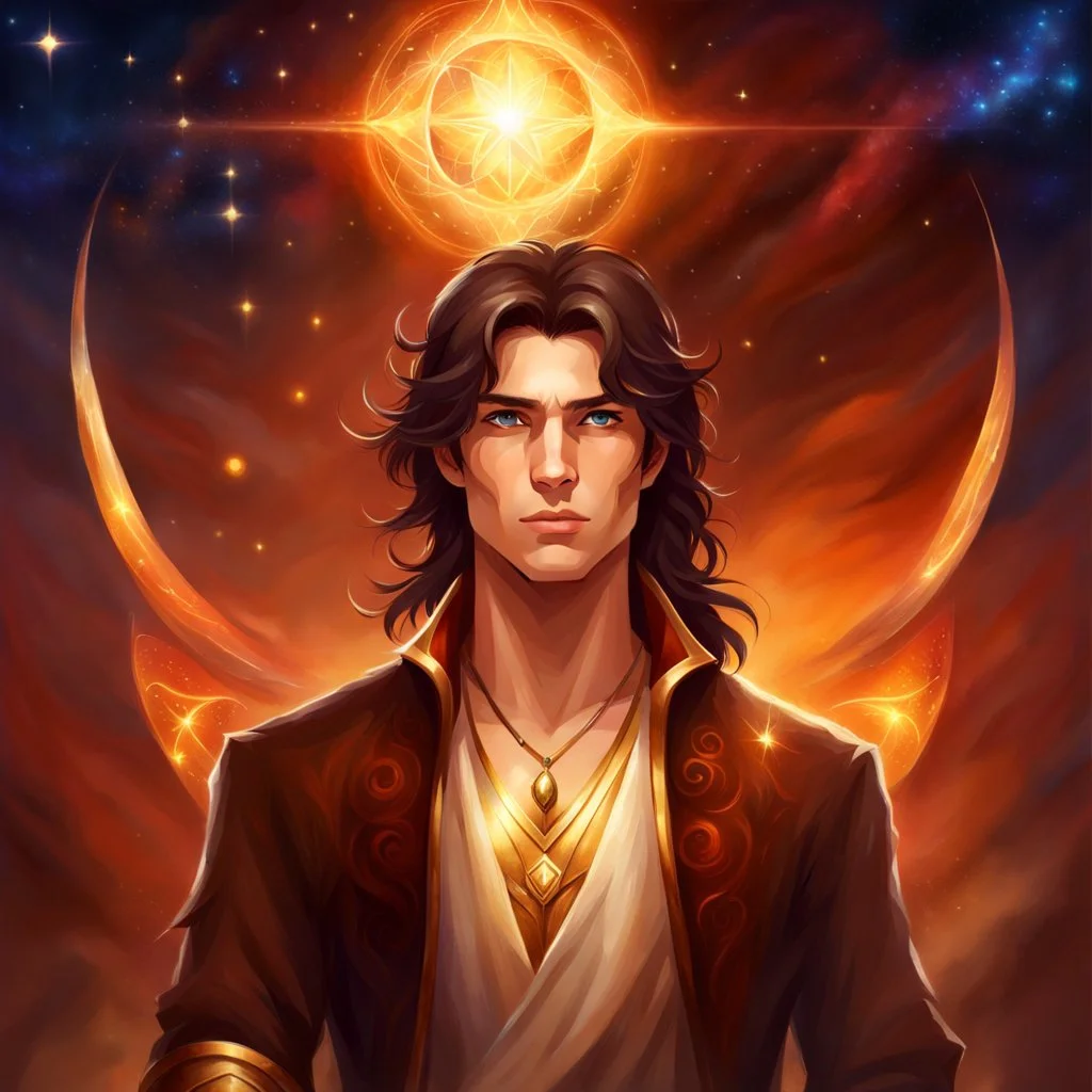 ethereal fantasy concept art of {"young man", "dark brown hair", "brown hair"} . magnificent, celestial, ethereal, painterly, epic, majestic, magical, fantasy art, cover art, dreamy