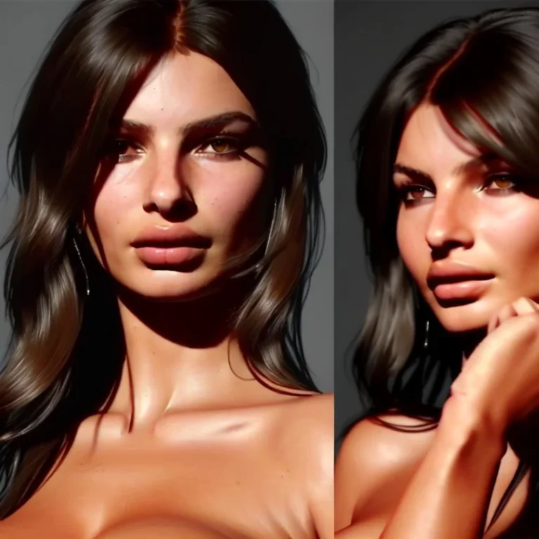 full face portrait of beautiful natural Emily Ratajkowski, sexy