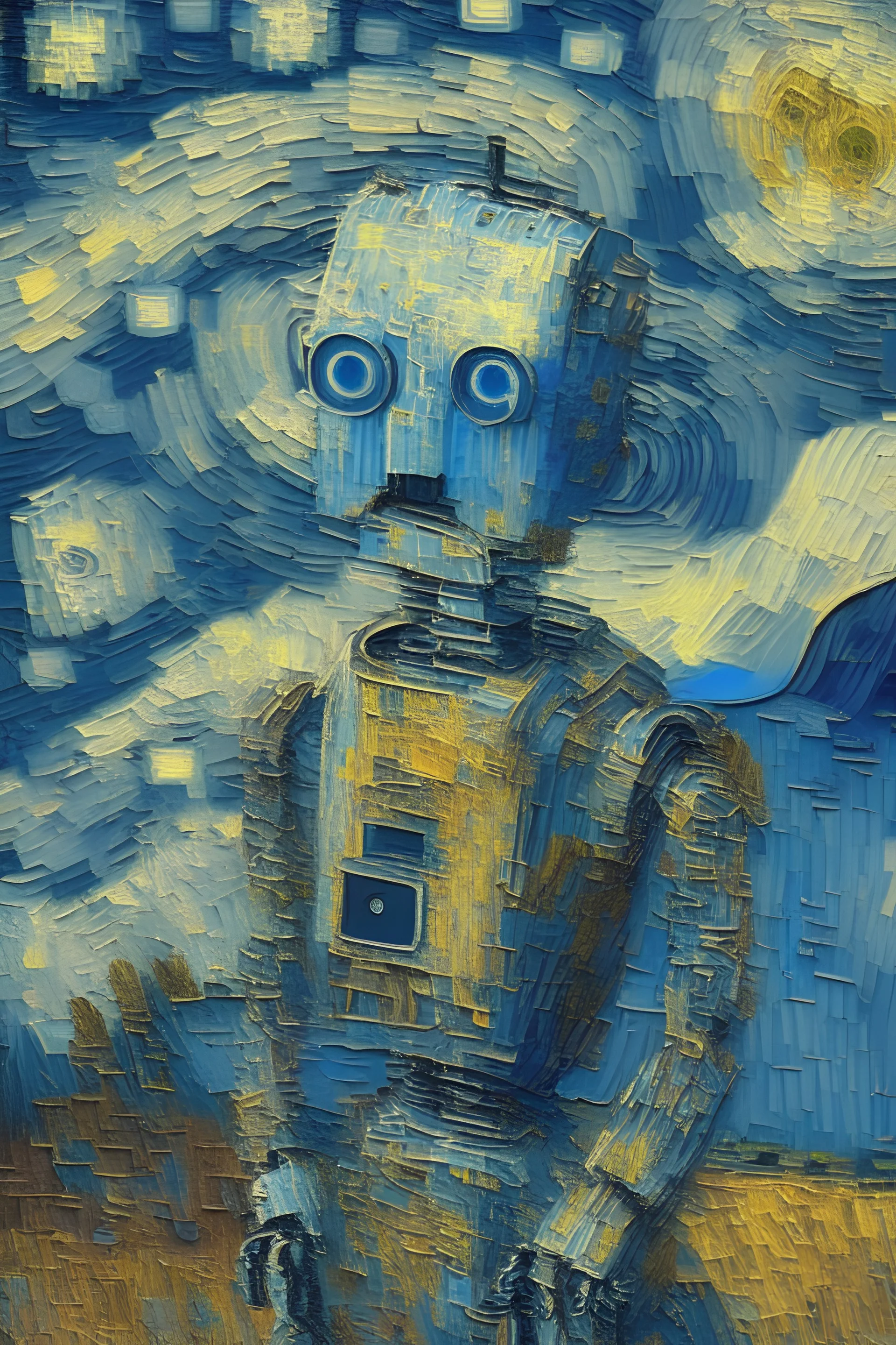 Robotor als künstliche Intelligenz im Stil von van gogh