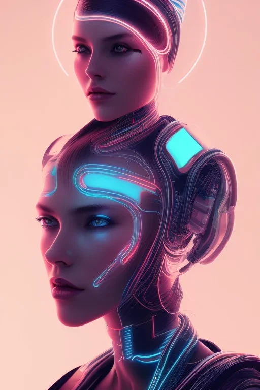 cyberpunk, head, women, portrai, tron