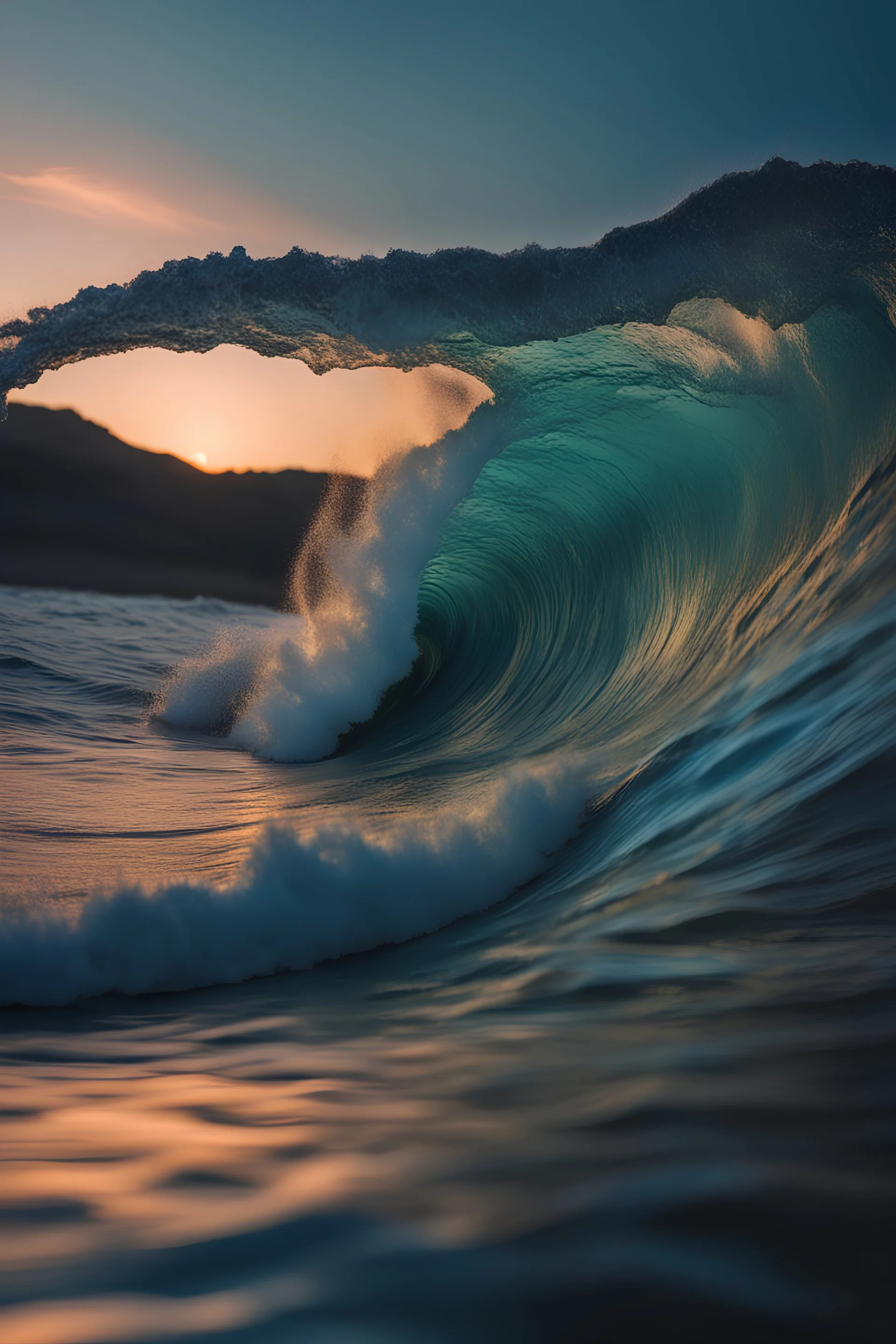 Ultra realistic photo rough colored big ocean wave falling down at sunset time concept ,full size, science, technology,future,electric ,futuristic style, design, practicality,manufacturability,performance, performance, HOF, professional photographer, captured with professional DSLR camera, trending on Artstation, 64k, full size, ultra detailed, ultra accurate detailed, bokeh lighting, surrealism, background,(((realism, realistic, realphoto, photography, portrait, , realistic, beautiful, elegant,