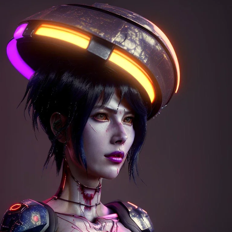 Ghost in the shell style, pretty cyber woman sit, futuristic, blood, black, gold, brown, geisha style, decorative color feathers, simétrico, circuits, neon style, a lot of led lights, fog, rain, vibrant color, highly detailed, art stations, concept art, smooth, unreal engine 5, god rays, ray tracing, RTX, lumen lighting, ultra detail, volumetric lighting, 3d, finely drawn, high definition, high resolution.