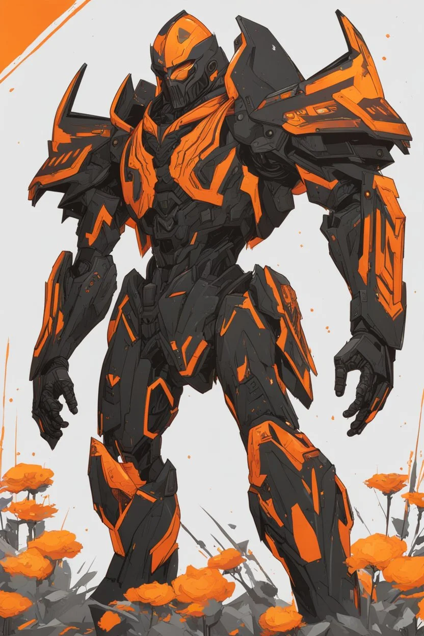 Warrior, solo leveling artstyle, black custom, Reaper them, neon orange details, Apiary of death , full body, apocalypse, intricate details, highly detailed, high details, detailed portrait, masterpiece,ultra detailed,best quality