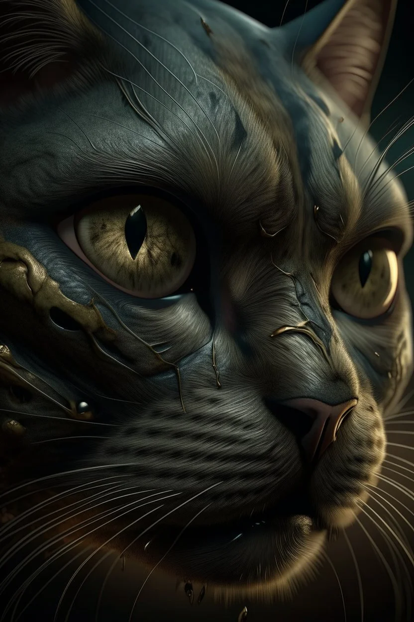 Bosch nightmares painting style Title: a cat face ,insanely detailed octane render trending on artstation, 8k artistic photography, photorealistic concept art, soft natural volumetric cinematic perfect light, chiaroscuro, award-winning photograph, masterpiece, oil on canvas, Raphael, Caravaggio, Greg Rutkowski, people, beksinski, Giger