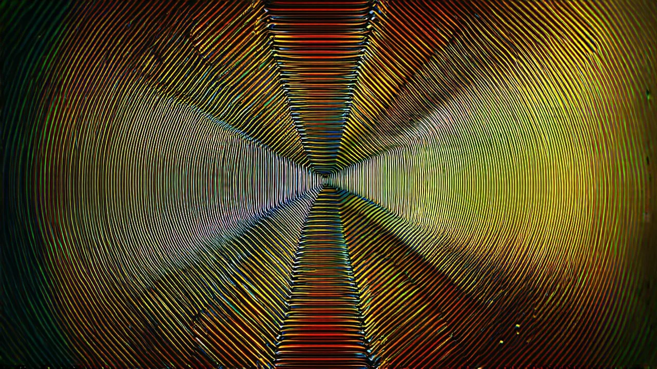 3d structures recursive made of a metallic random color ribon thick line art of circlular geometry objects ,pretty gallaxy background