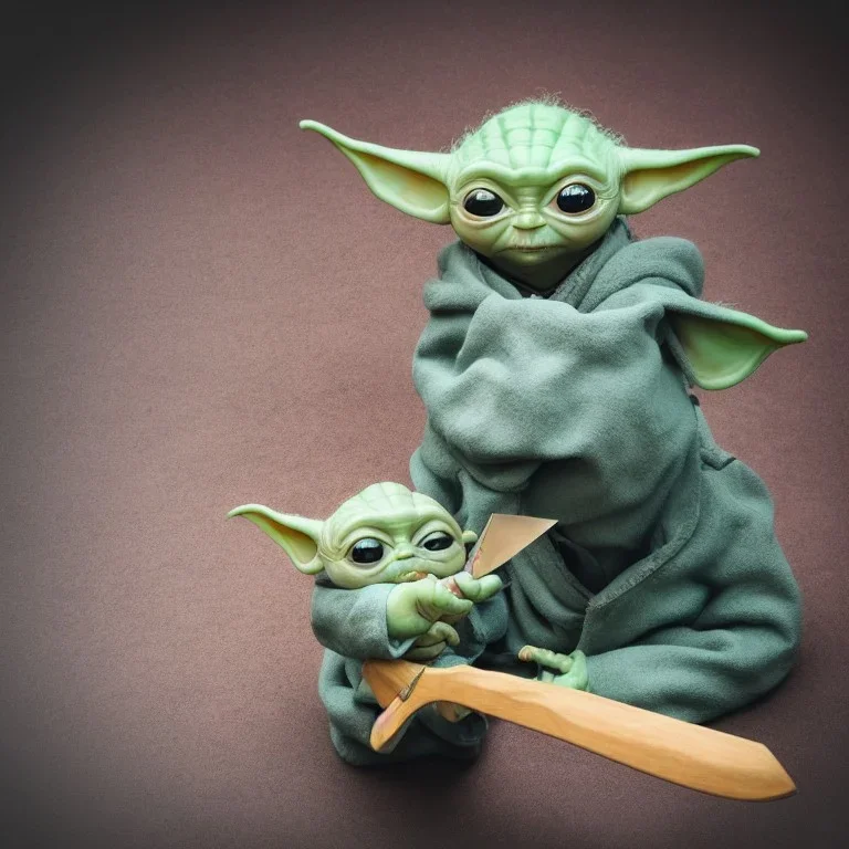 Baby Yoda holding knife