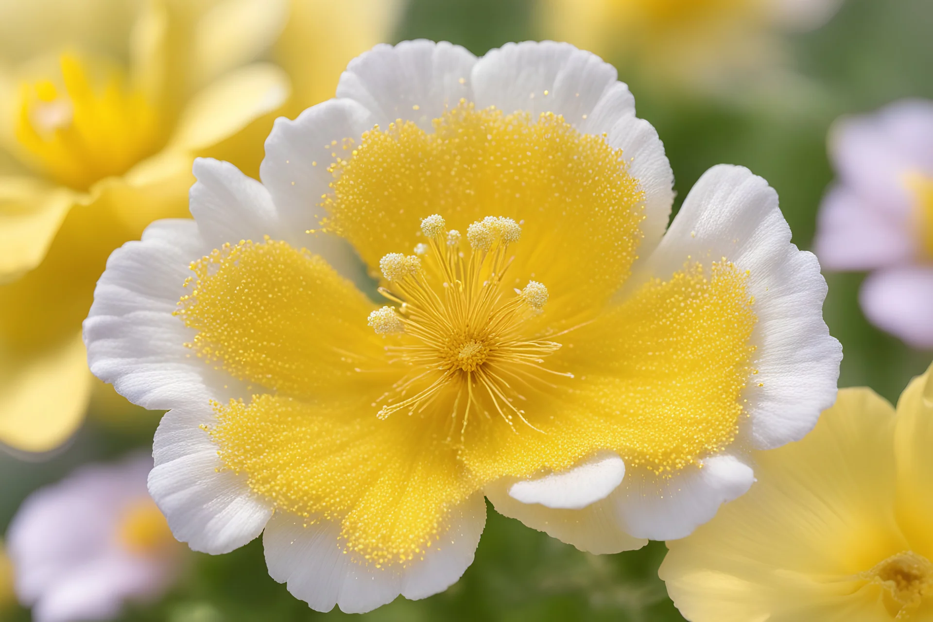 rock rose yellow cosmic sparkling Bach flower in close-up. I bring presence and calm that I activate with my breath, and I collect all the energy that comes from the universe.