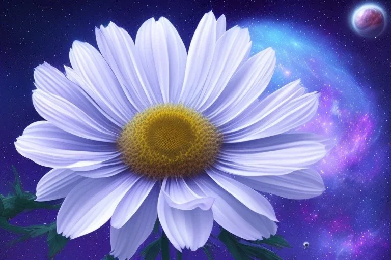 only one cosmic white flower in blue and pink cosmos