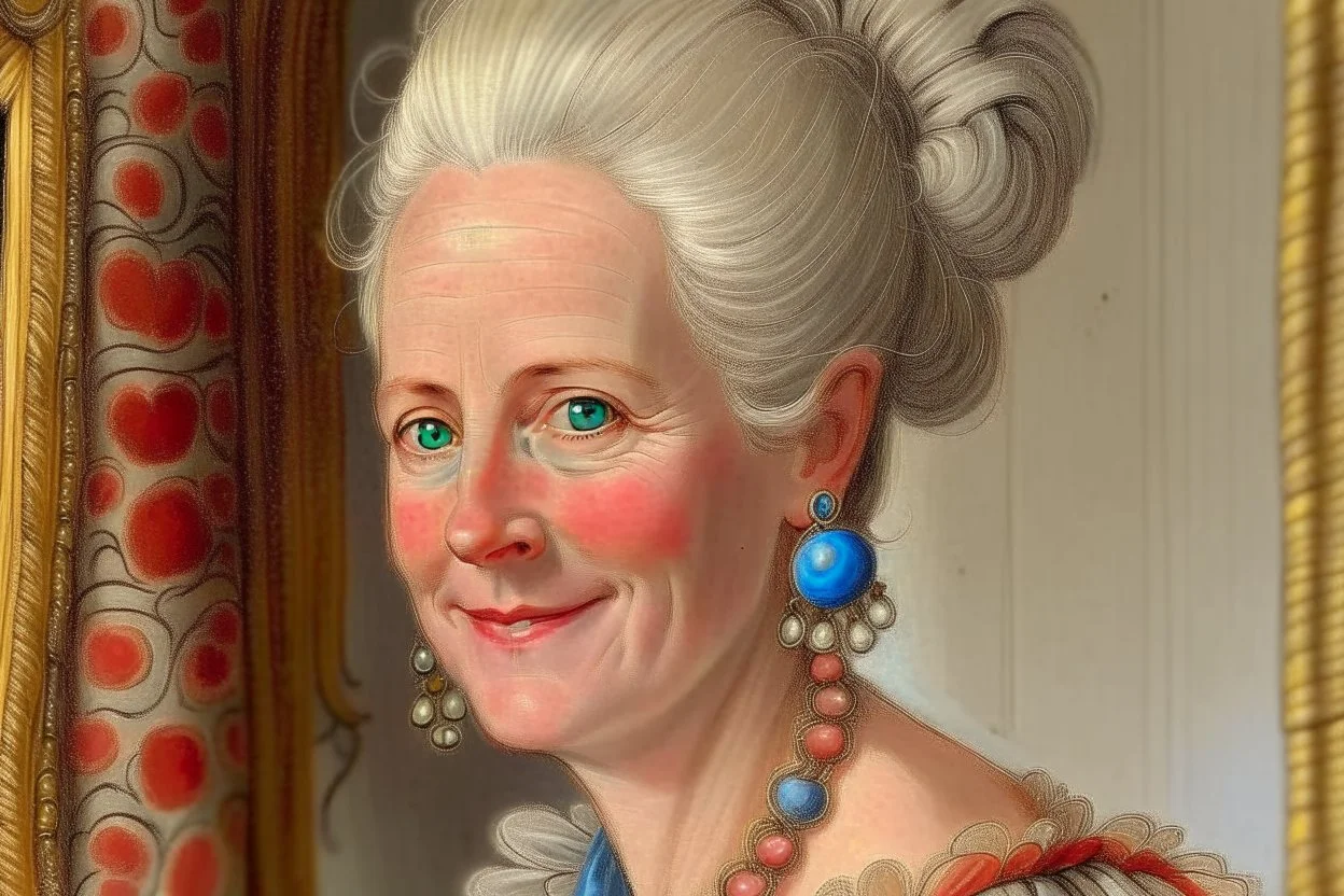 Marie Antoinette geschminkt mit Perücke