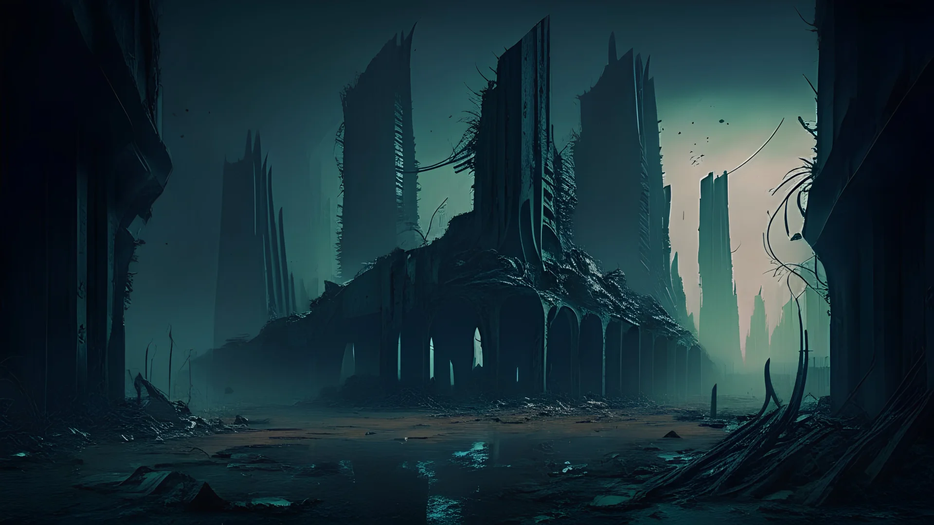 Dark, abandoned, alien city