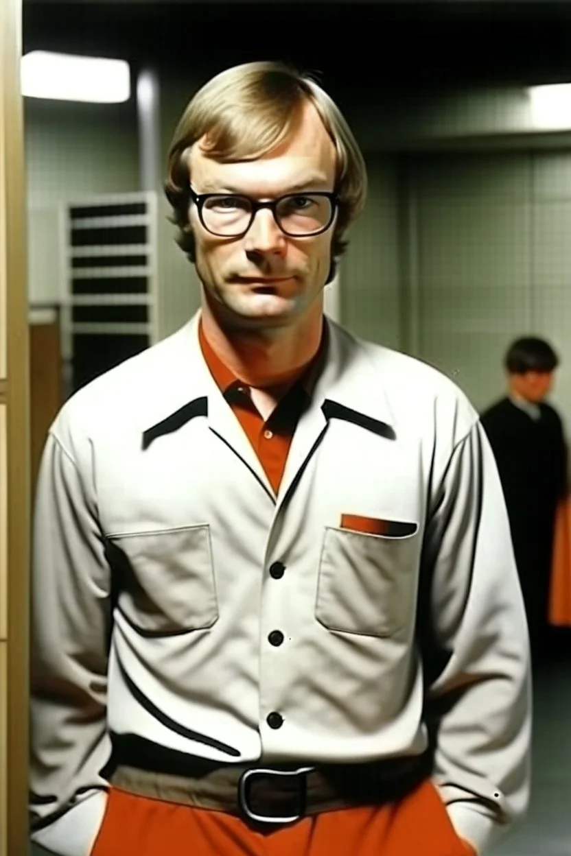 Jeffrey Dahmer with prison uniform in jail