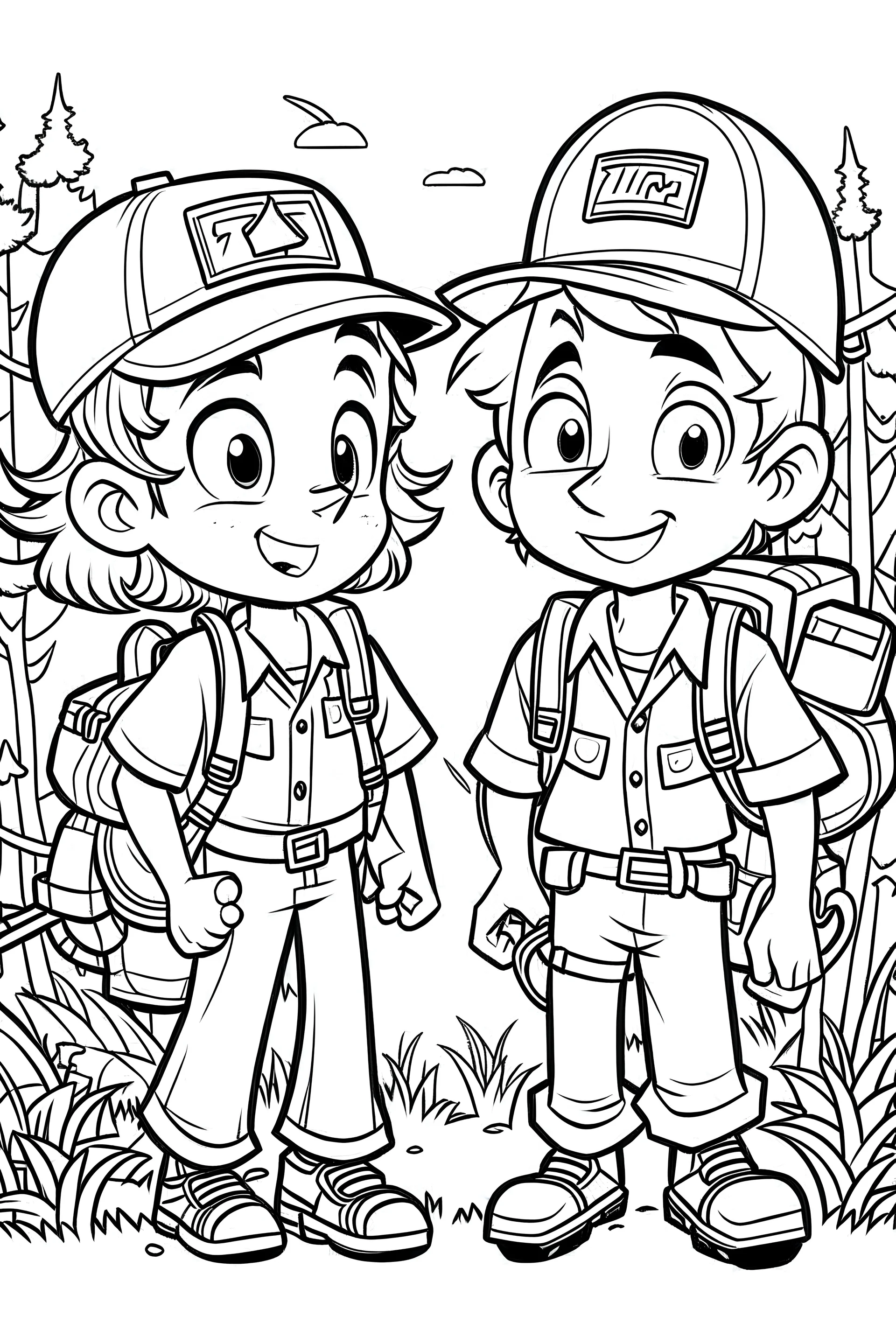 coloring page for tom and jeery , cartoon style, thick outline, low details, no shading, no color