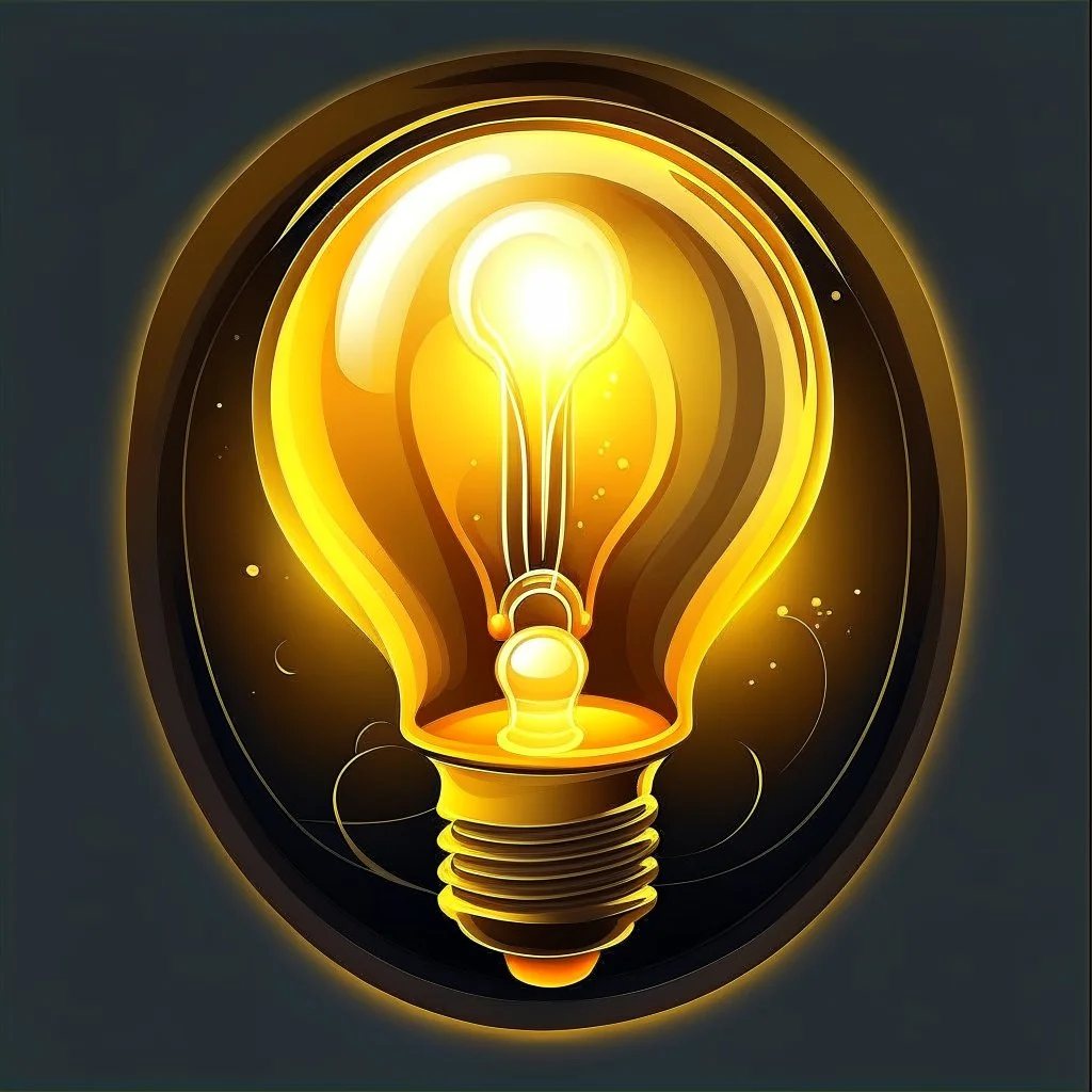 lightbulb game stylized, no background