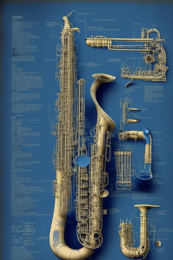 blueprint of realistic saxophone