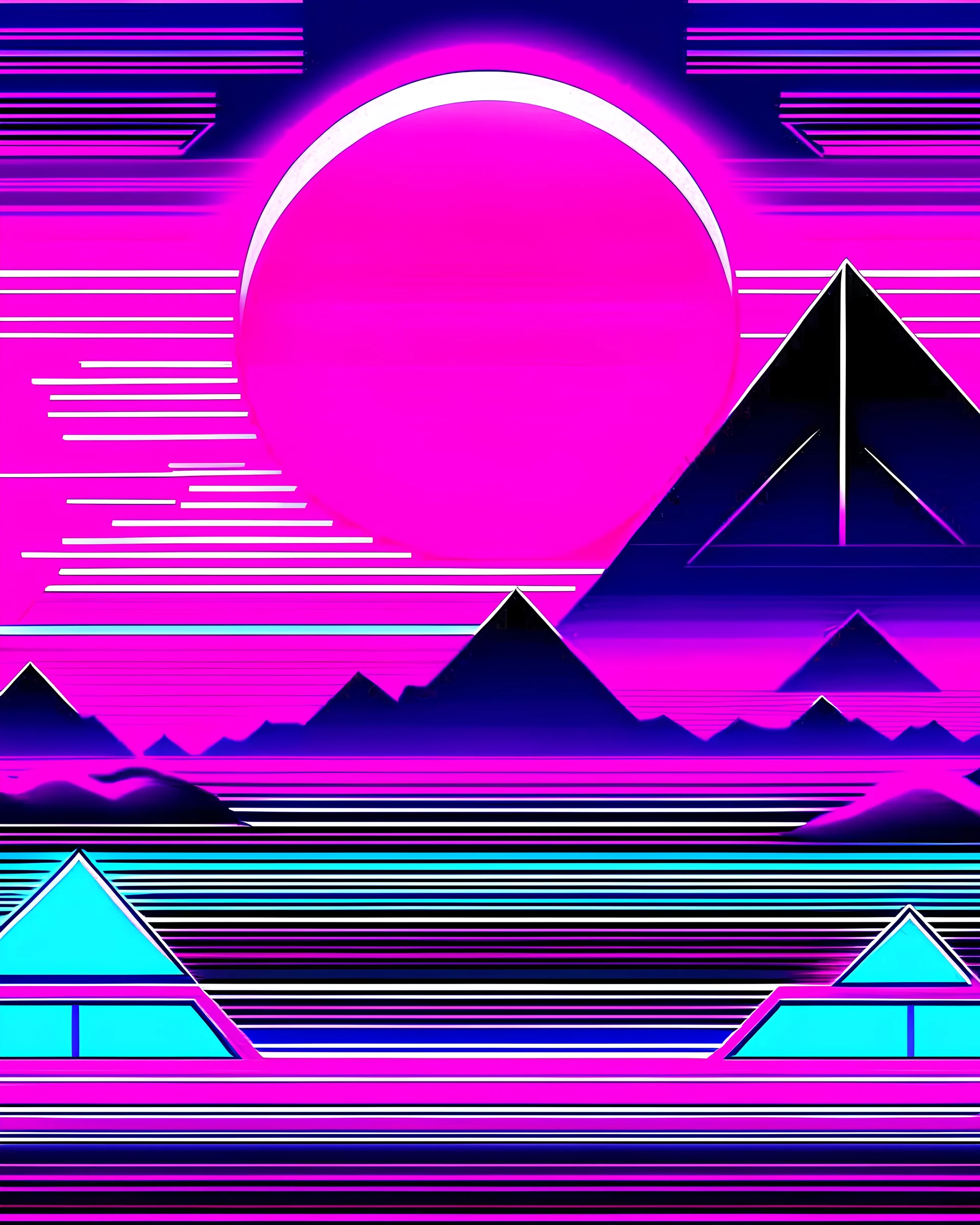 A vector graphic of a synthwave and vaporwave