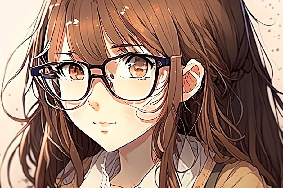 brown haired anime manga pregnant girl with eyeglasses