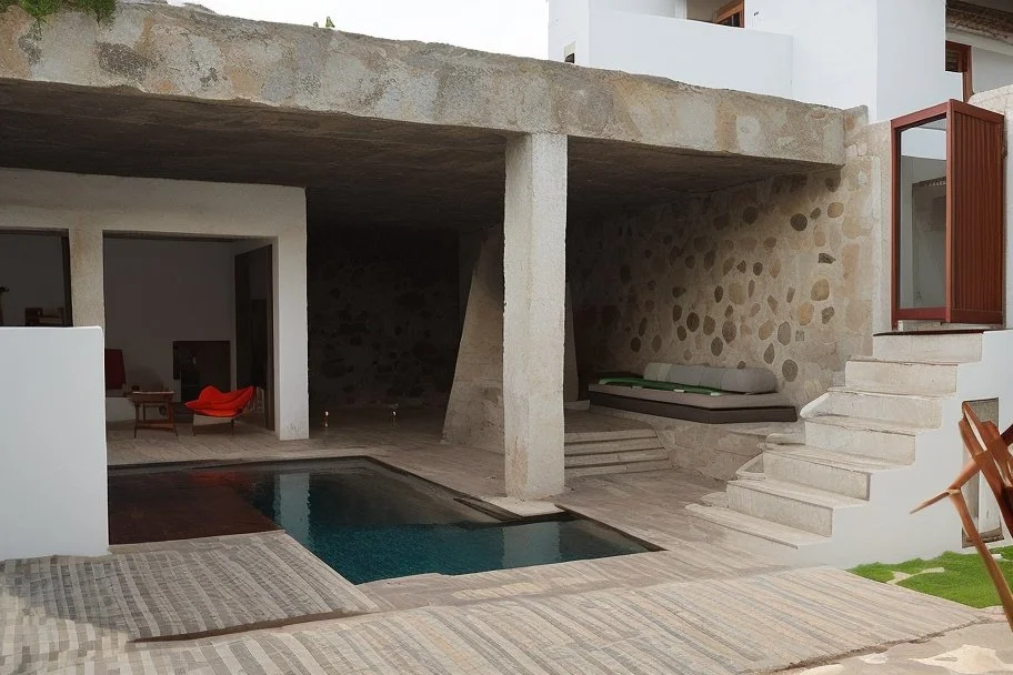 a swimming pool in the pateo of an Alentejo house designed by zahad did