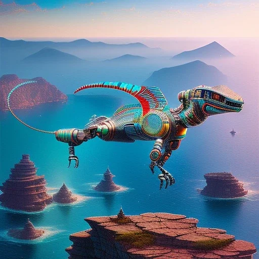 fullbody Drawing of 'Robot Raptor',intricate detail,andrea bonelli,Kilian Eng,Ohrai,evan lee,Aleksandr Sidelnikov,KyuYong Eom,three quarters frontal aerial view,toned colors,16k