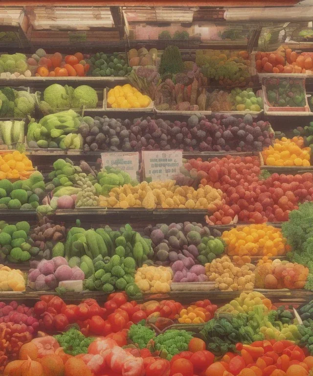 a greengrocer in colorful palma de mallorca street, andy warhol ,