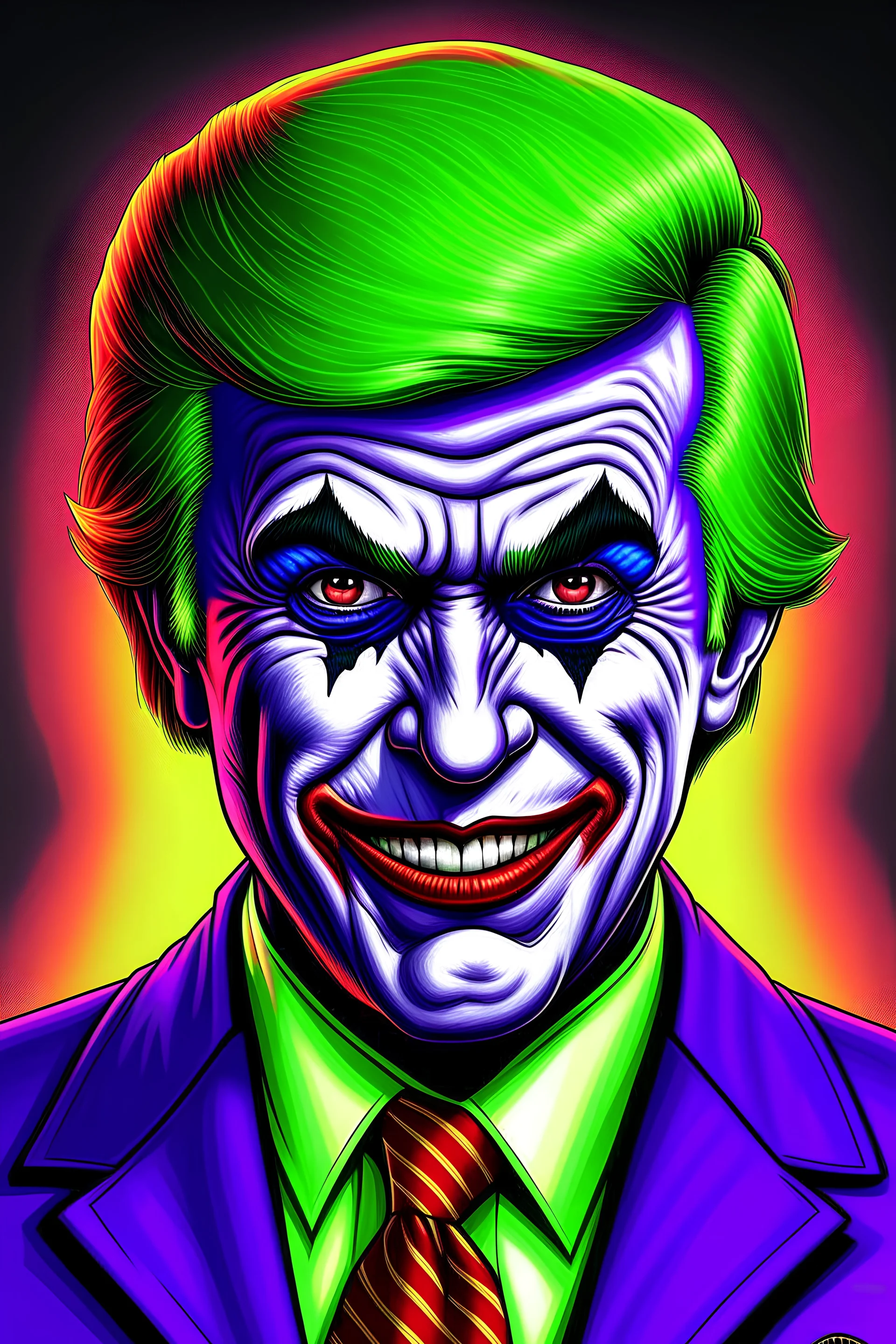 create a detailed illustration of donald trump as the JOKER