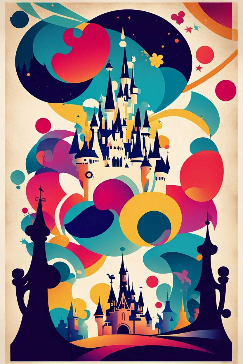 nostalgic poster cheerfull disney abstract