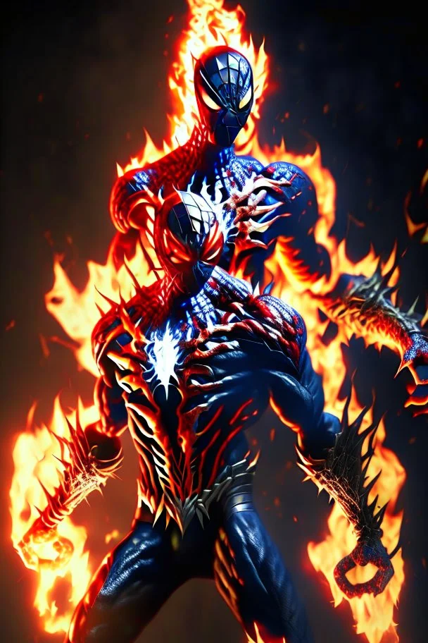 Spiderman from Marvel as a demonic hell spawn with fire on body fighting with Superman from Dc as a demonic hell spawn with fire on body, hell background, Full body display, max level ultra realistic, ray tracing reflections, legendary, energy, HD, photorealistic, HDR, epic composition, Unreal Engine, Cinematic, Color Grading, Ultra-Wide Angle, hyper-detailed, beautifully color-coded, insane details, hyper realistic, intricate details, beautifully color graded, Unreal Engine, Cinematic, Color Gr