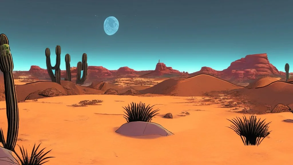 DESERT CITY FAR IN THE BACKGROUND COMIC STYLE