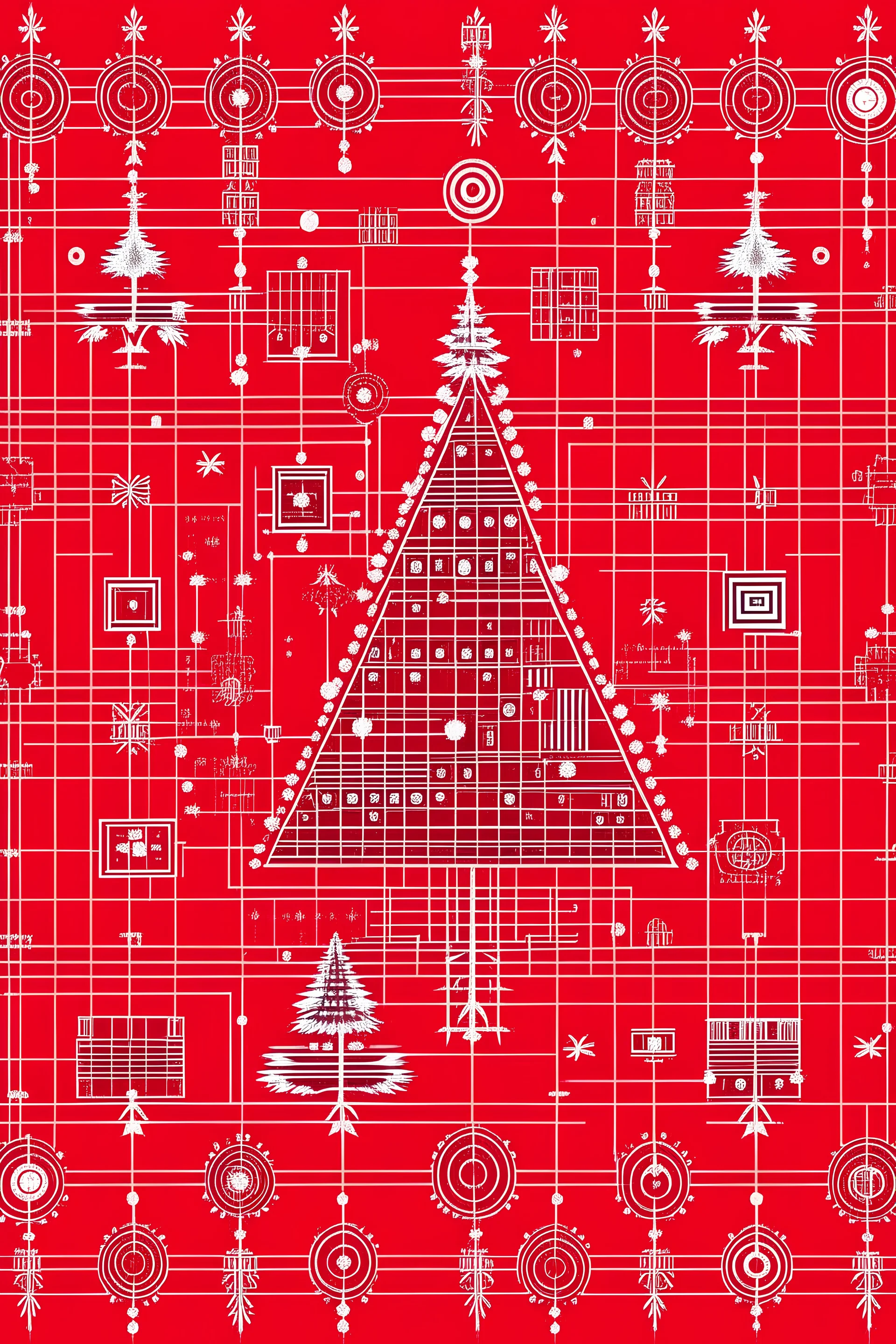 Christmas card in the style of information technology red