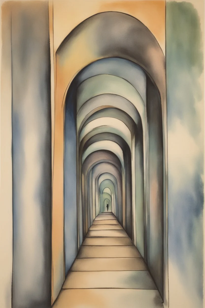 The Ego Tunnel; Cezanne; Celestial Art; Ink Wash; Black With Iridescent Pastels