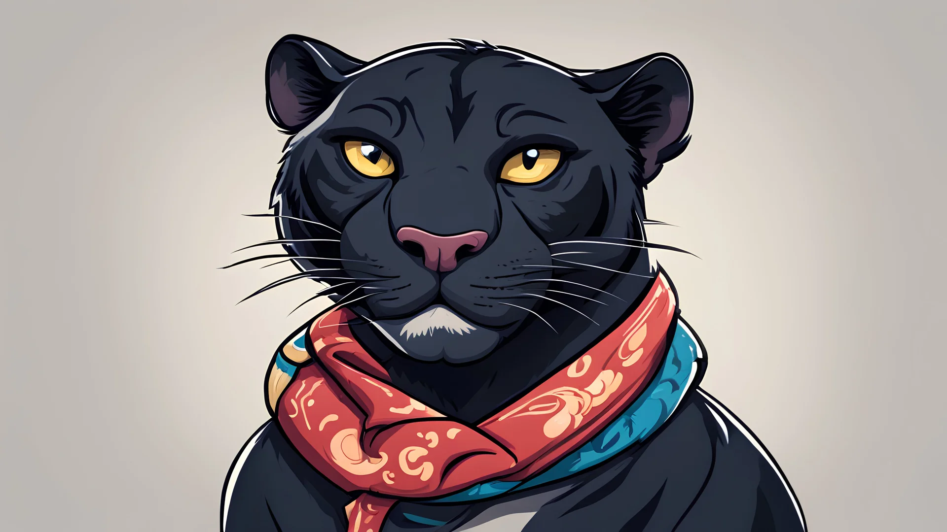 a cartoon panther wearing a neckerchief