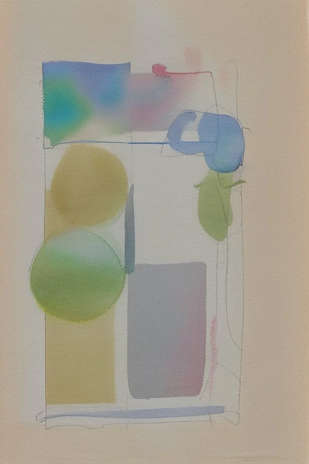 Abstract watercolour art in the style of Agnes Martin. sketchy pencil outlines