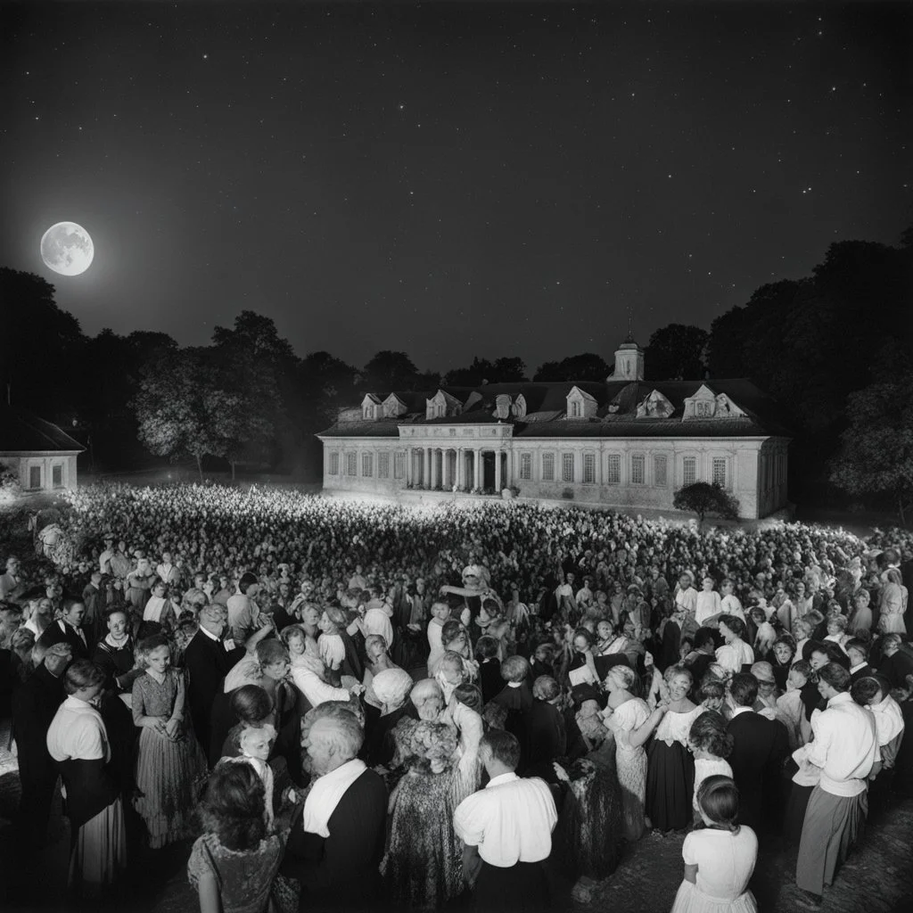 [very impressive high res masterpiece in Kodak Eastman 5247, scene by László Krasznahorkai] In the second month of that summer all the school gathered again at the Great House to celebrate the Moon's Night and the Long Dance, which that year fell together as one festival of two nights, which happens but once in fifty-two years. All the first night, the shortest night of full moon of the year, flutes played out in the fields, and the narrow streets of Thwil were full of drums and torches, and the