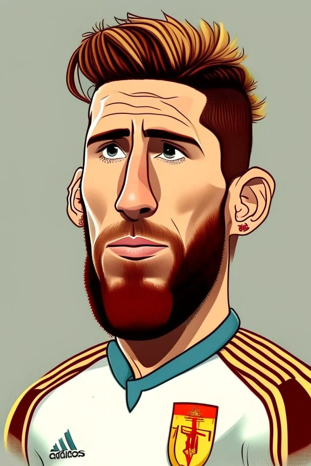 Sergio Ramos Spanish football player ,cartoon 2d