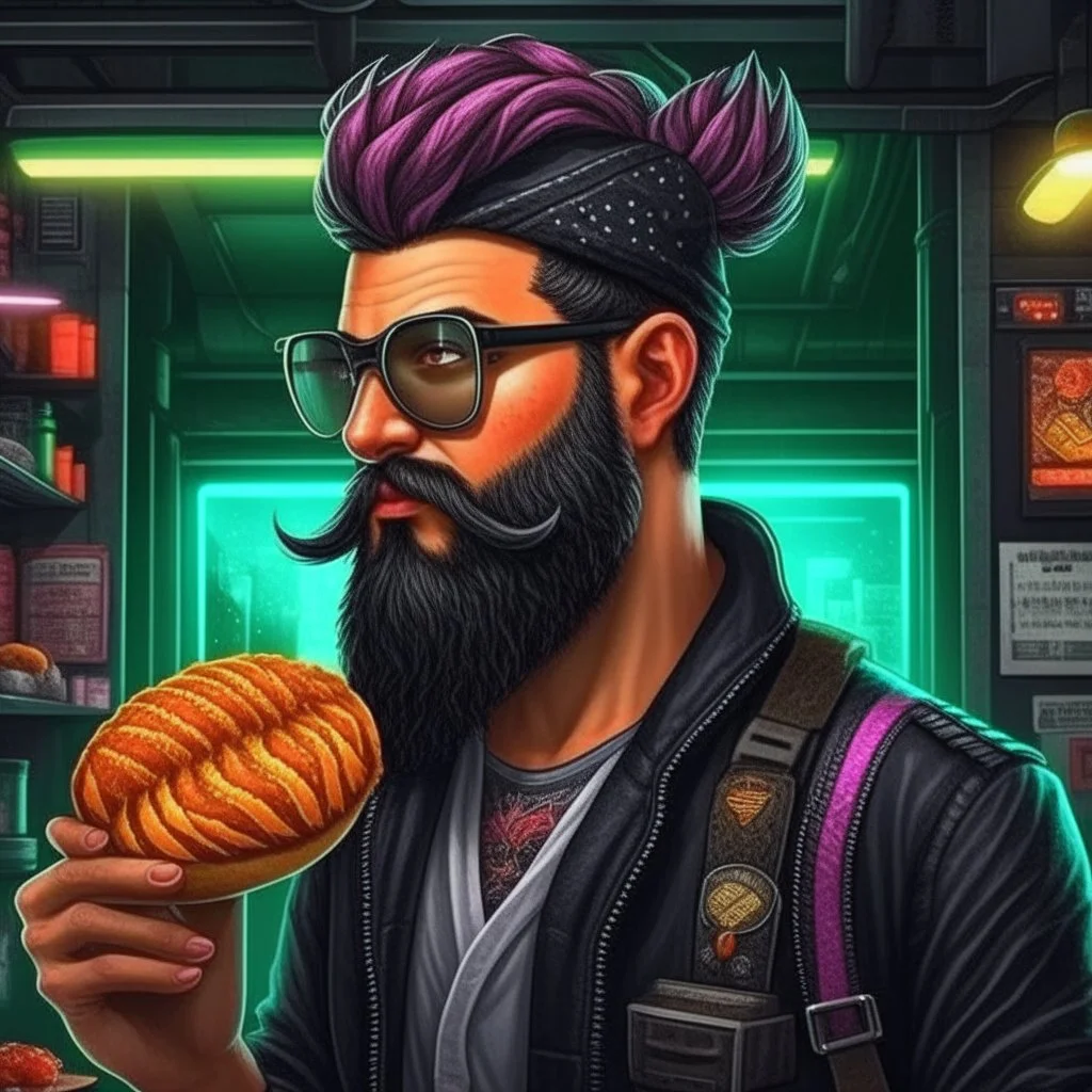 Cyberpunk bearded baker