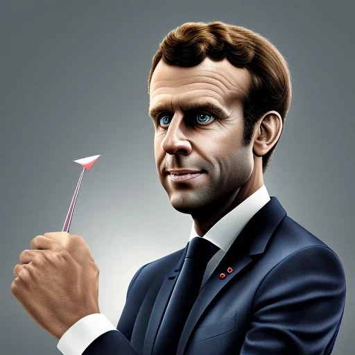 3d Portrait of Emmanuel Macron in the style of Pixar Studio movies, smooth lighting, rounded face, caricature, large nose