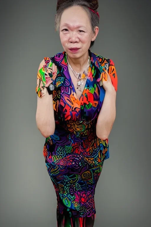 Portrait lady, full body shot, full-color long shot ColorfulBlack