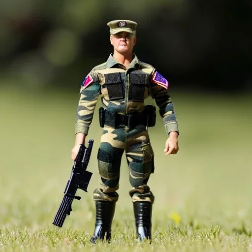 G.i. Joe toy camouflage camo doll Donald Trump face with boots full body in package high resolution 2019, in a box with gun