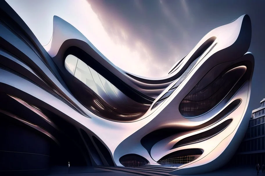 Museum of architecture Zaha Hadid digital art 8k