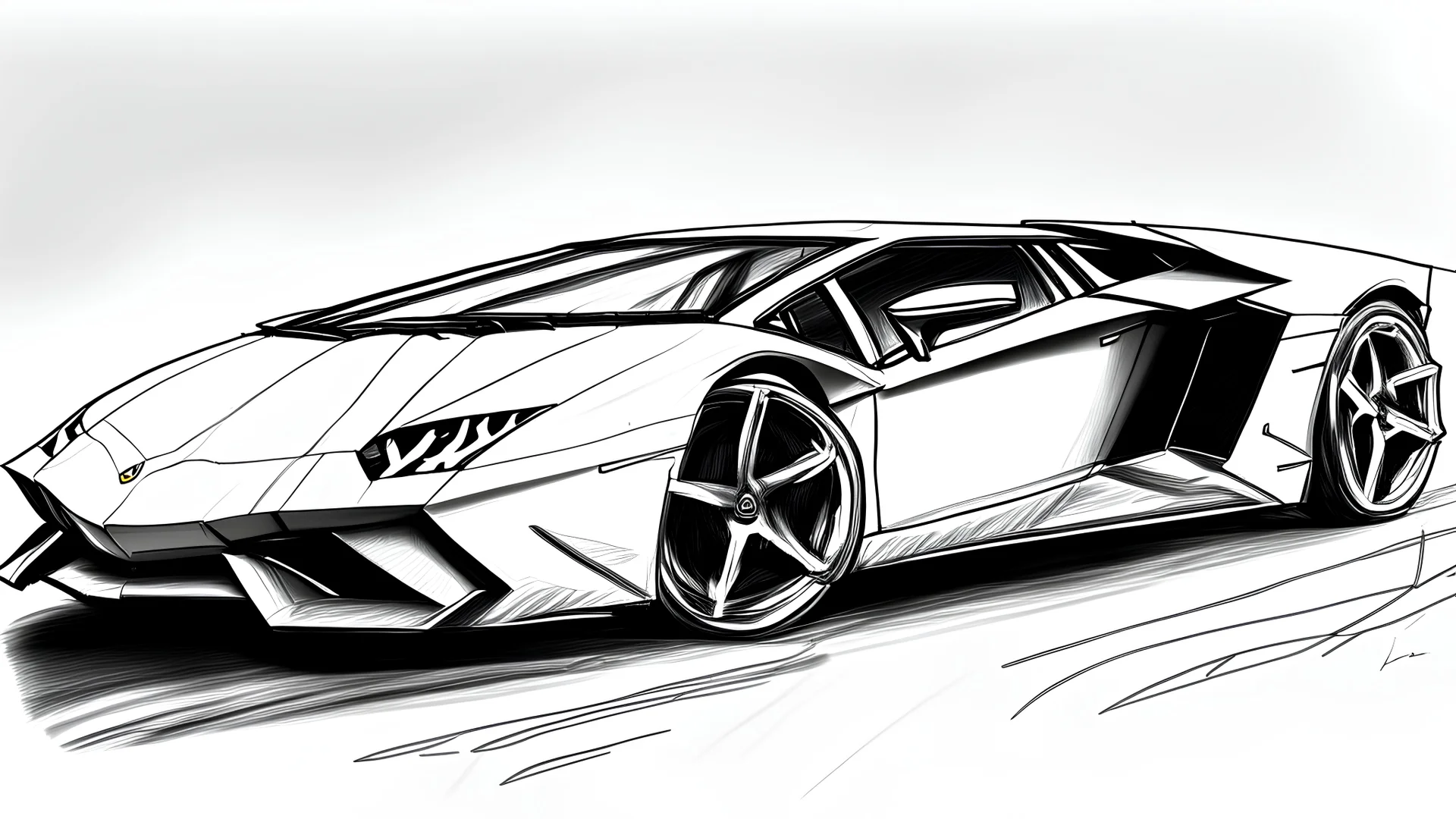 lamborigini car drawn without color for coloring