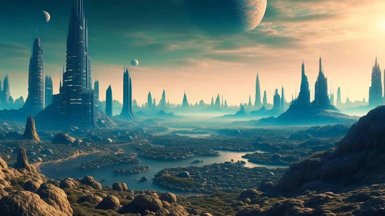 alien landscape and city