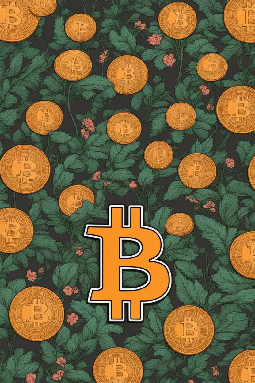 Bitcoin cryptocurrency alone are in the full blooming flowers