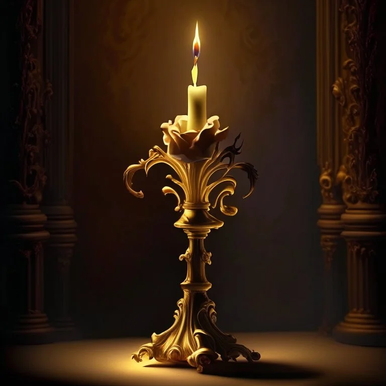 From the film “Beauty and the Beast” the candlestick on a light background