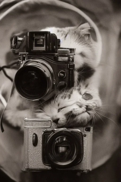  cat using an old camera